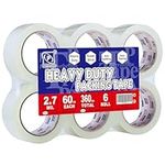 PERFECTAPE Heavy Duty Packing Tape 6 Rolls, Total 360Y, Clear, 2.7 mil, 1.88 inch x 60 Yards, Ultra Strong, Refill for Packaging and Shipping