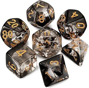 CiaraQ DND Polyhedral Dice Set with Dice Bag for Dungeons and Dragons RPG MTG Role Playing Table Games (Black Swirls)