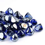 Chilli Cosmos Fire Glass Diamond 1 Inch Fire Pit Glass Rocks for Propane or Gas Fire Pit 20 Pounds, Cobalt Blue(Gift Package)