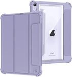 Fintie Hybrid Rugged Case for iPad Air 11-inch M2 (2024), iPad Air 5th Generation (2022) / iPad Air 4th Gen 10.9 Inch - Military Drop Tested Heavy Duty Clear Cover with Pencil Holder, Lilac Purple