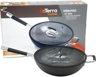 DaTerra Cucina Ceramic Wok with Natural Nonstick Coating, Lid Included - by