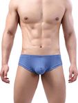 Faringoto Men's Wide Belt Ice Silk Briefs Bikini T Thong Blue