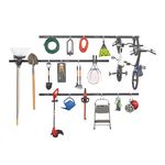 Rubbermaid 24-Piece FastTrack Garage Wall-Mounted Storage Kit, 6 Rails and 18 Hooks, Black, for Home/House/Tool/Sports/Equipment/Utility Purposes