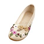 Hee Grand Women Beijing Style Embroidery Ventilate Pumps UK 5 Beige