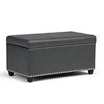 Simpli Home Amelia Storage Ottoman Bench, Stone Grey