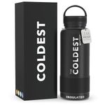 The Coldest Water Bottle Wide Mouth 32 oz Vacuum Insulated Stainless Steel Hydro Travel Mug - Ice Cold Up to 36 Hrs/Hot 13 Hrs Double Walled Flask - with Strong Cap (Tactical Black, 32 oz)