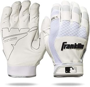 Franklin Sports MLB - Shok Sorb Adult + Youth - White - Padded Men's Batting Gloves for Baseball + Softball - Adult Medium