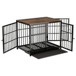 BingoPaw Wooden Dog Crate Indoor: 36inch Furniture Style Pet Cage Pet Kennel End Table with Three Doors and Removable Tray for Medium Large Dogs Black