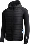 Pioneer Camp Insulated Jacket for Men Lightweight Puffer Running Jacket Hybrid Winter Warm Up Windbreaker Waterproof Thermal Coat Hiking Golf(Black)