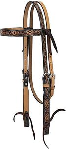 Turquoise Cross Floral Tooled Browband Headstall Light Oiled Horse Size 45-0100 13.00" x 15.00"