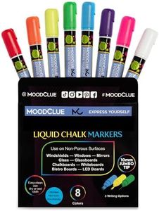 Liquid Chalk Drawing Markers for Car Windows, Auto Windshields, Mirrors, White Boards, Retail + Restaurant Signs. Erasable Chalk Markers – Washable – Bold - Neon 8pck. 10mm tip - 3 writing options.