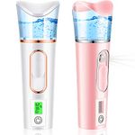 2 Pieces Handy Nano Mist Sprayer with Skin Analyzer Moisture Tester Portable Nano Facial Mister Face Steamer Atomization Mini Eyelash Extensions USB Rechargeable Moisturizing & Hydration for Skin Care