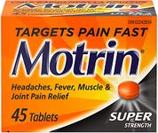 Motrin Super Strength Tablets, Pain Reliever for Menstrual Pain, Headaches, Back Pain, Ibuprofen 400mg, 45 Tablets