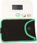 NewlineNY Step On Super Mini Smallest Travel Bathroom Scale with Protection Sleeve: NY-SMS-S001-BG + SBB0638SM-WH Off White