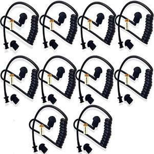 Replacement Coil Audio Tube, Lsgoodcare 10Pcs Twist On Acoustic Tube Replacement Black with Mushroom Earbuds Eartips Compatible for Motorola Midland Kenwood Two Way Radio Surveillance Headset Earpiece