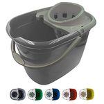 Colour Coded Mop Buckets − 12L Mop Bucket with Wringer and Easy Carry Handle for Domestic and Commercial Cleaning (Grey)