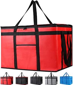 Bodaon Insulated Food Delivery Bag for Pizza Delivery, Grocery- Cooler Bag, Food Warmers for Parties, Catering Supplies for Doordash, Thermal Bags for Cold and Hot Food Carrier (Red, XXX-Large, 1-Pack