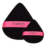 youberrySilk Powder Puff, 2 Pcs Triangle powder puff, DUO Small and Large powder Puff for pressed powder, Soft Velvet powder Puff for Flawless Makeup finish, Powder Puffs for pressed powder