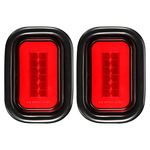 Partsam 2Pcs 5"x3" Rectangle Truck Trailer Stop Tail Brake Lights Red 14LED Halo Glow w/Rubber Grommets and 3 Prong Wire Pigtails Sealed Waterproof