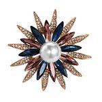 Mamfous Austrain Crystal Geometry Flower Brooch Pins with Simulated Pearl Bouquet Jewelry Accessories for Women, Austrian crystal, Pearl, Rhinestone