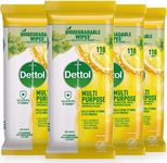 Dettol Biodegradable Antibacterial Multipurpose Wipes Lemon Burst, 440s (2 x 220s)