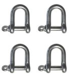 4 Pieces Stainless Steel 316 Forged D Shackle Marine Grade 1/4" (6mm) Dee