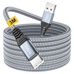 Txtcu USB C Cable 3m, Long PS5 Controller Charger Cable Fast Charging Wire Braided for PS5/PS5 Pro Controller, Xbox Series X/Xbox Series S,Switch, iPhone 16 15 Pro Max Plus, Samsung Galaxy S24 S23 S22