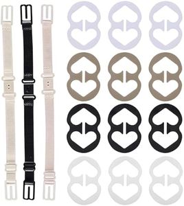 Thsinde Bra Strap Clips, 12 Bra Clips and Bra Straps Holder Women’s Black,White,Beige for Full Cup Size