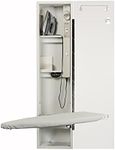 Iron-A-WAY Universal Design ADA Built-In Ironing Center with 42 Inch Swiveling Ironing Board, Electrical System, Hot Iron Storage and Raised White Panel Door-UD42RWU
