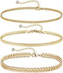 DEARMAY Gold Anklets for Women Waterproof Ankle Bracelets for Women 14K Gold Plated Cuban Link Anklet Bracelets for Women Layered Herringbone Cute Anklets Set Jewelry Gift for Women Teen