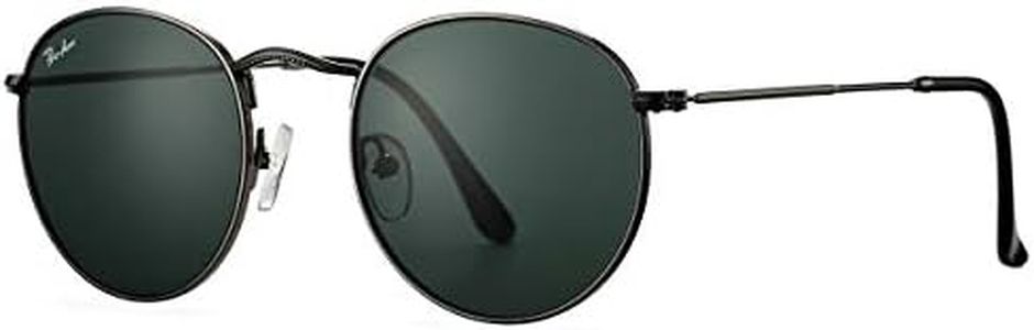 Pro Acme Small Round Sunglasses for Women Men Classic Crystal Glass Lens Retro Circle Metal SunGlasses,50mm (Crystal Gun-Black Lens)