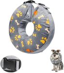 Little Bean Inflatable Dog Elizabethan Collar Soft Dog Cone Collar Soft Protective Recovery Pillow for Big Dogs Prevent Pet from Licking Biting Wound Healing (Gray Claw, ([neck: 13.5"-15.5"] L)
