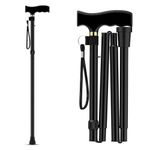Walking Stick Adjustable Height Mobility Aids Folding Walking Canes With Wrist Strap Walking Sticks For Men Women & Elderly Disabled Lightweight For Right & Left Handed Walking Stick Black (1)