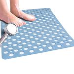 Venuso Square Shower Mats Non Slip Anti Mould, 53 x 53 cm Rubber Anti Slip Bath Mat with Drain Holes, Machine Washable, Blue