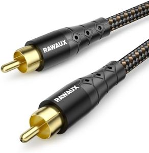 Subwoofer RCA Audio Cable Stereo RCA to RCA 24K Gold-Plated Nylon Braided Double Shielding for Digital and Analog Signals for Amplifiers and Home Theater Systems 10ft/3m