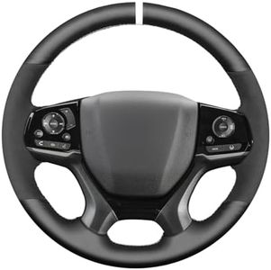 MEWANT Steering Wheel Cover Wrap for Honda Pilot/Passport/Odyssey Hand-Stitched Made of Suede and Genuine Leather