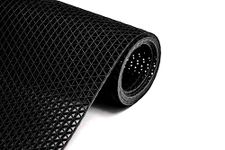 Voblin Anti Skid PVC Rubber Mat for Floor Large Size Home Entrance Doormat Waterproof Mud Dirt Trapper Indoor Outdoor Floor Carpet Plastic Non Slip for Swimming Pool, Hotel, Office (16x24 Inch, Black)