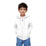 FUNKY MONKEY Kids Hooded Sweatshirt for Boys Soft Brushed Fleece Zip-Up Hoodie (in, Age, 15 Years, 16 Years, Regular, White)