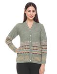 aarbee Woollen V-Neck Cardigan for Women (XX-Large, Mint Green)