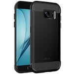 JETech Slim Fit Case Compatible with Samsung Galaxy S7 Edge 5.5-Inch, Thin Phone Cover with Shock-Absorption and Carbon Fiber Design (Black)