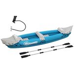 Outsunny 2-Person Inflatable Kayak Set, Inflatable Boat and Canoe with Air Pump and Aluminum Oars, Blue