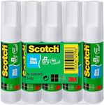 Scotch Permanent Glue Stick - 1 Pack of 5 Sticks, 8g per Stick - Ideal for Paper, Fabric and Lightweight Items