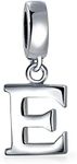 Personalized Gift Block Letter E Alphabet Initial Dangle Charm Bead Sterling Silver For European Bracelet Custom Engraved