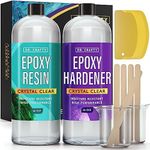 DR CRAFTY Clear Epoxy Resin - Table Top Epoxy Resin Kit - Clear Epoxy Resin for Resin Molds, Table Top, Art Resin, Craft, Jewelry Casting, DIY, Tumblers & Wood - 2 Part Resin Kit (32 Ounces)