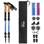 Hiipeak Lightweight Trekking Poles - 2 Pack Adjustable Hiking Sticks- Collapsible Walking Poles - Cork Grip- Aluminum 7075-Quick Flip-Lock for Hiking, Camping & Backpacking