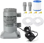 EDOU Above Ground Pool Pump - Complete Accessory Kit with White Tubes, Grey Filter, Durable Plastic Material, Easy Use, Safe & Leak-Proof, Perfect for Maintaining Clean Water, 5.91 x 8.7 inch