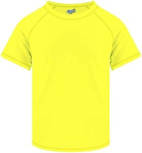 Boys Rash Guard Swim Shirt Short Sleeve for Toddler Kids Youth Rashguard Water Shirt UPF+ 50 Quick Dry Swimming Shirt, Yellow, 10-12 Years