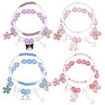 8PCS Kawaii Bracelets Set Kuromi Cartoon Braceletas Kuromi Accessories Crystal Beaded Cute Friendship Elastic Charm Bracelets Jewelry for Girls Women, Crystal, crystal