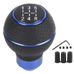 Car Gear Shift Knob 5 Speed, Universal Leather Gear Shift Lever, Replacement Manual Transmission Gear Shift Stick Knob, Shifter Lever for Most Manual Automotive Vehicles (B (Blue))