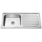 CROCODILE® 304 GRADE Stainless Steel Single Bowl Kitchen Sink with Drainboard HI GLOSS FINISH (42" x 20" x 9", Glossy)